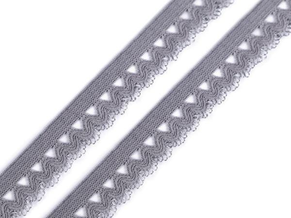 Wäschegummi verziert Breite 15mm Grau
